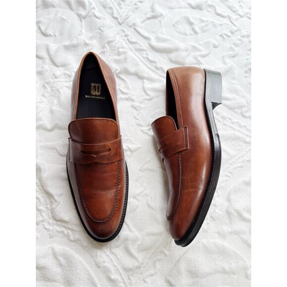 Bruno Magli Cosmo Cognac Leather Penny Loafers Size 11